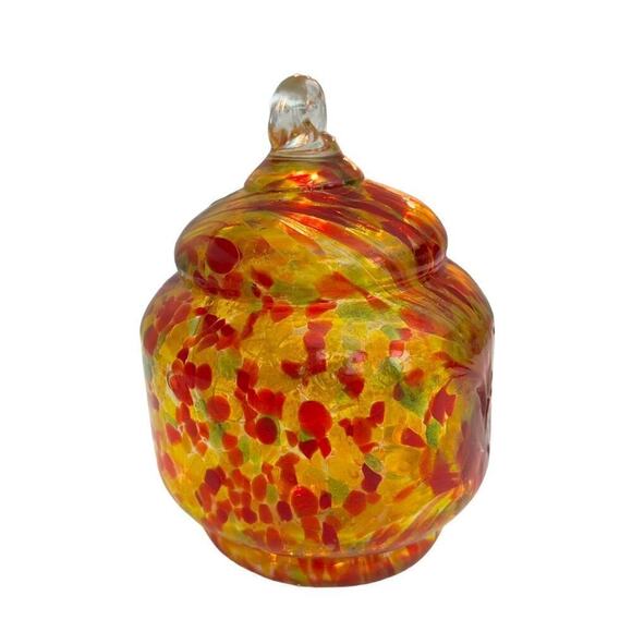 Red Yellow Multi Color Mix, Blown Glass Ornament - Picture 1 of 3